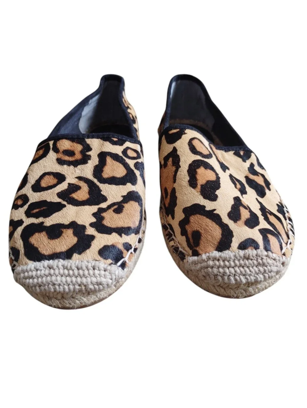 Sam Edelman Size 8 Lynn Leopard Cow Fur Flat Espadrille Shoes